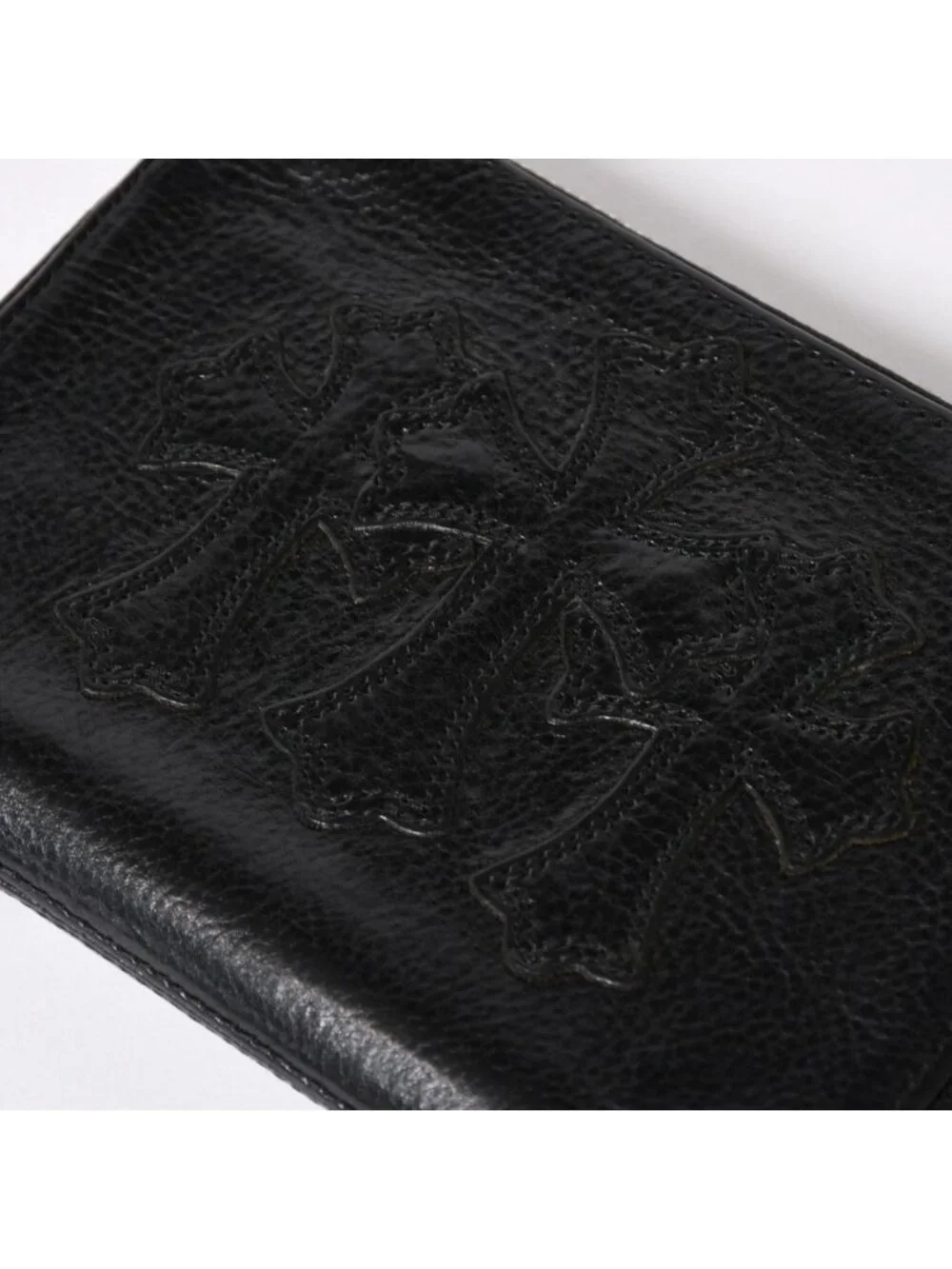 Chrome Hearts Bifold Wallet Bank Rover Leather Black 925 Sterling Silver